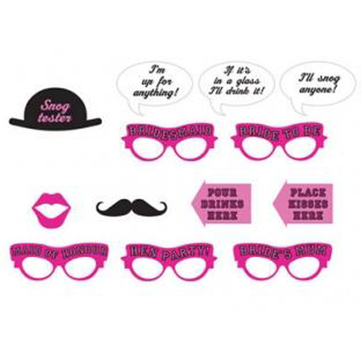 Hen Party Photobooth Kit Gold Coloured 4 Piece Set Bachelorette Party Accessory